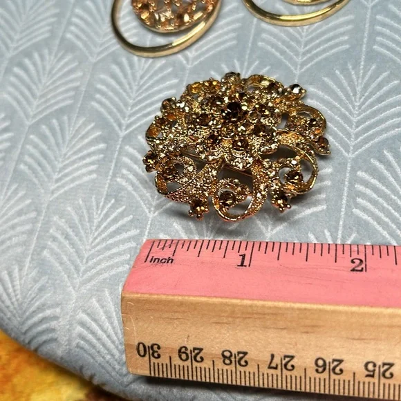 ✨Dazzling brown stone broach and earring set - Picture 10 of 13